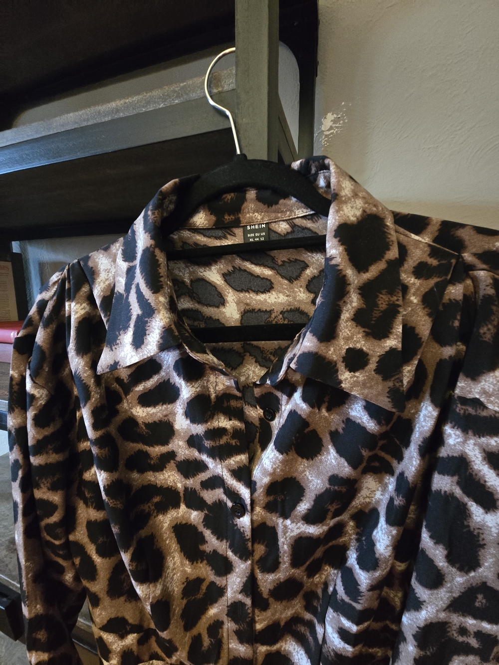 Leopard-Pattern Long Button Dress in Brown & Black - Picture 2 of 6